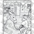 French Fry comes inside with Edgar the Cowboy - coloring page digital download